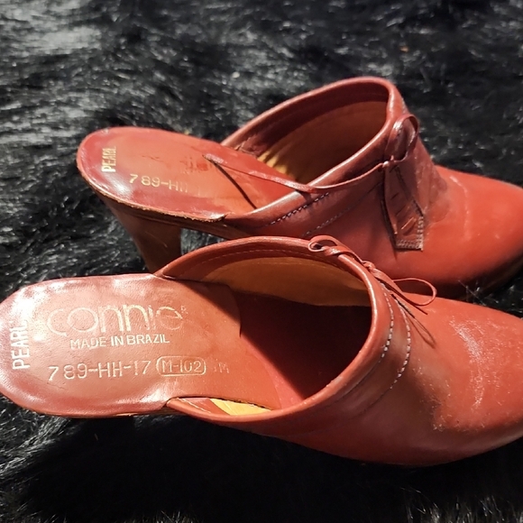 Connie Shoes - Connie Women's Red Heeled Mules. Lightly Used. Size 8M.